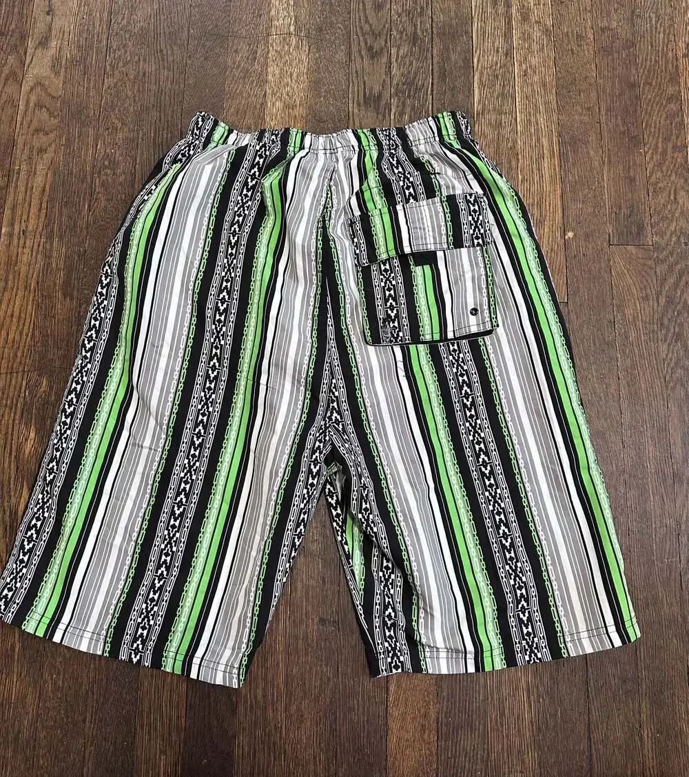 Vintage Maui and Sons Striped Board Shorts with Mesh Lining Size M Tall
